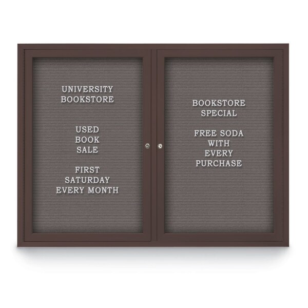 United Visual Products Indoor Enclosed Combo Board, 42"x32", Bronze Frame/Grey & Pearl UVCB4232BZ-GREY-PEARL - main